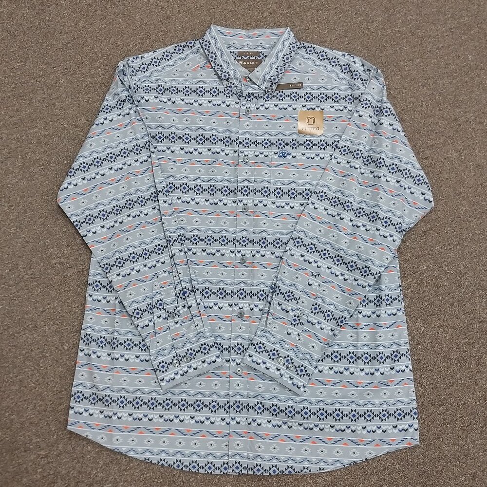 Ariat Men's Richie Long Sleeve Fitted Buttondown Shirt - Grey Print